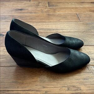 Eileen Fisher Lily D'Orsay Pumps Heels Black Leather Size 8